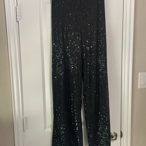 Cato Black Sequin Wide Leg Pants